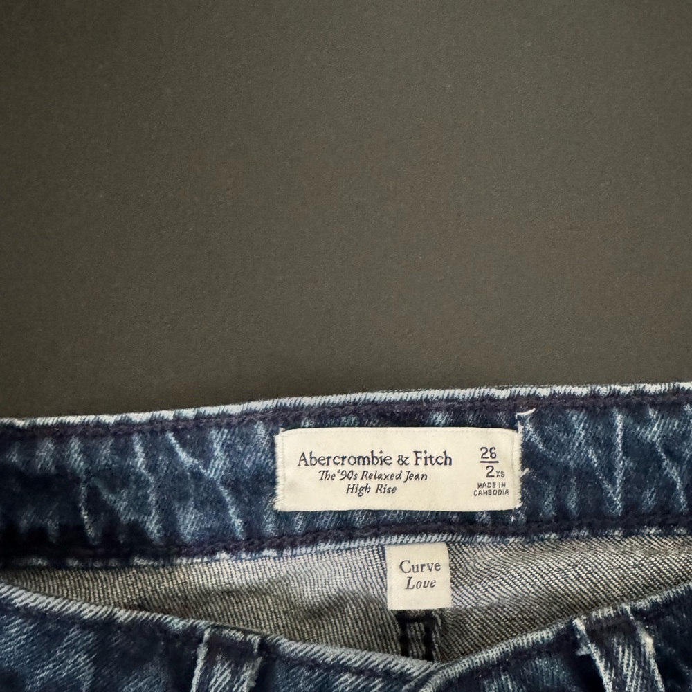 Abercrombie High Rise 90s Relaxed Jean (dark With Trouser Pockets) curve love - Picture 3 of 4